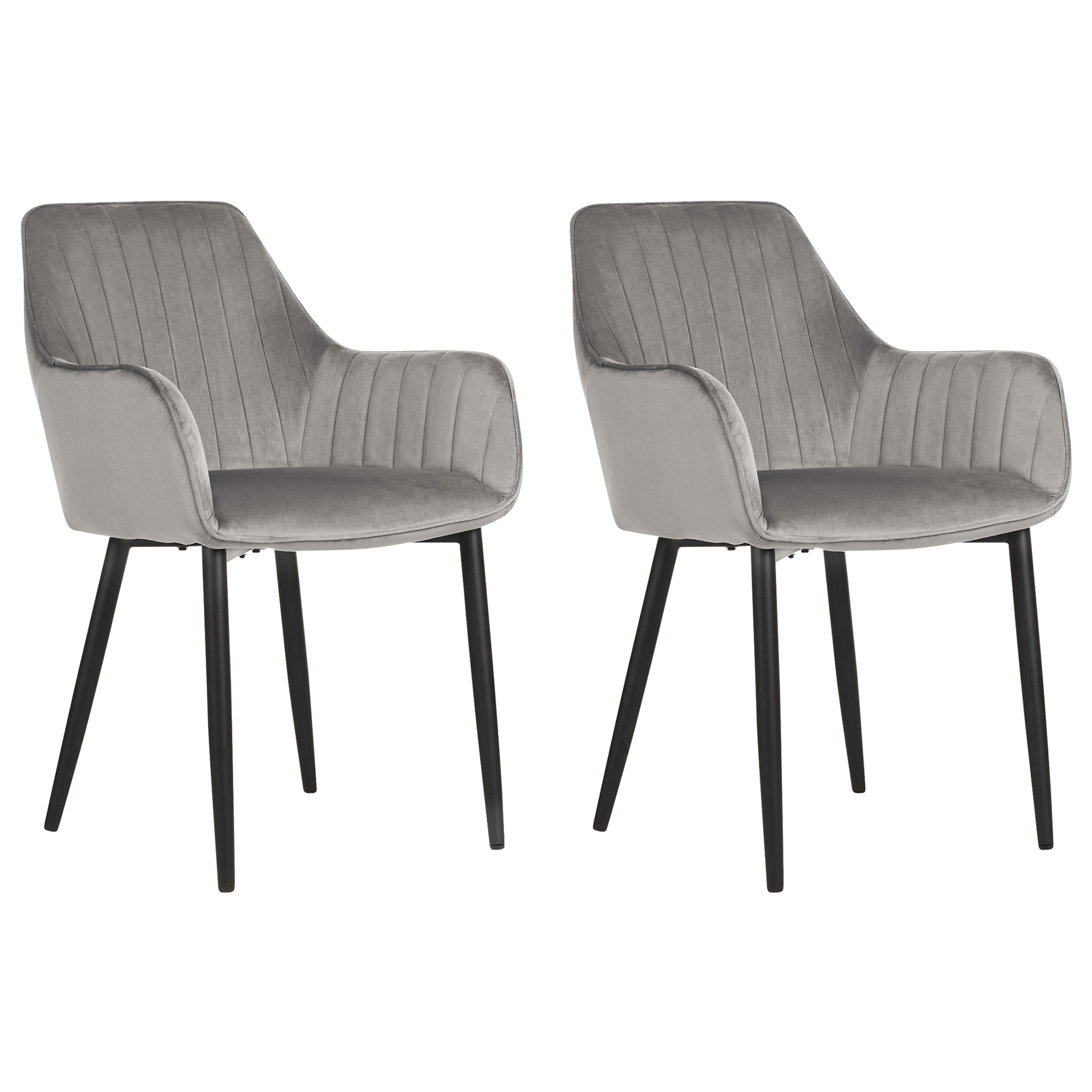 Sæt med 2 spisebordsstole WELLSTON Velour Mørkegrå