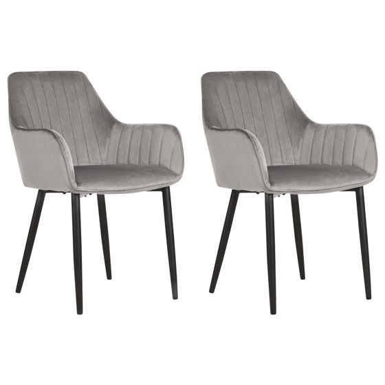 Sæt med 2 spisebordsstole WELLSTON Velour Mørkegrå