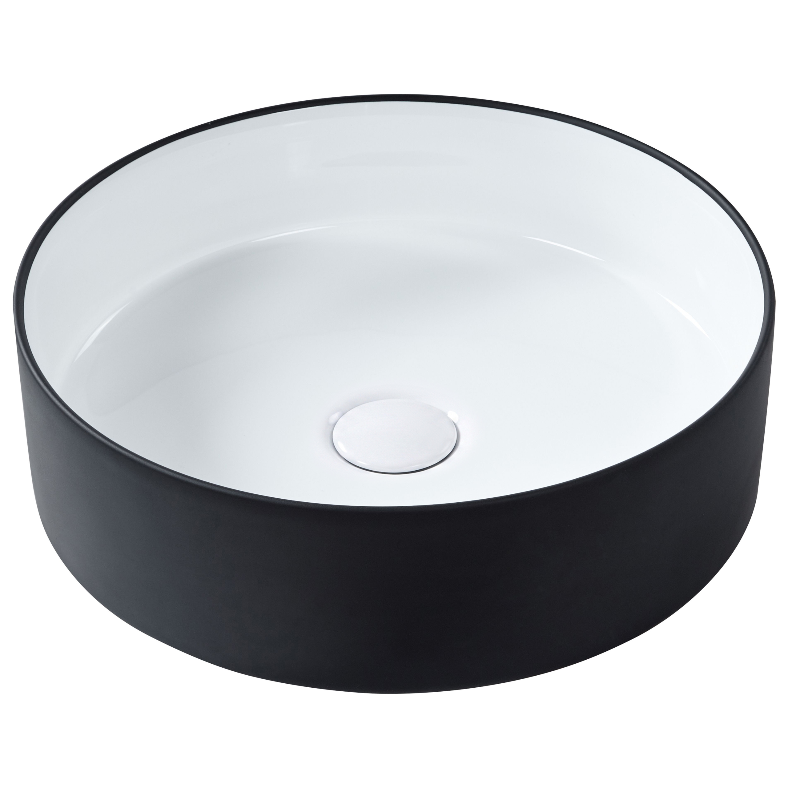 Vask til bordplade TEBAR ⌀ 40 cm Keramik Sort/hvid