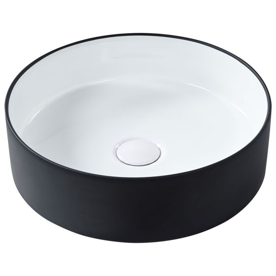 Vask til bordplade TEBAR ⌀ 40 cm Keramik Sort/hvid