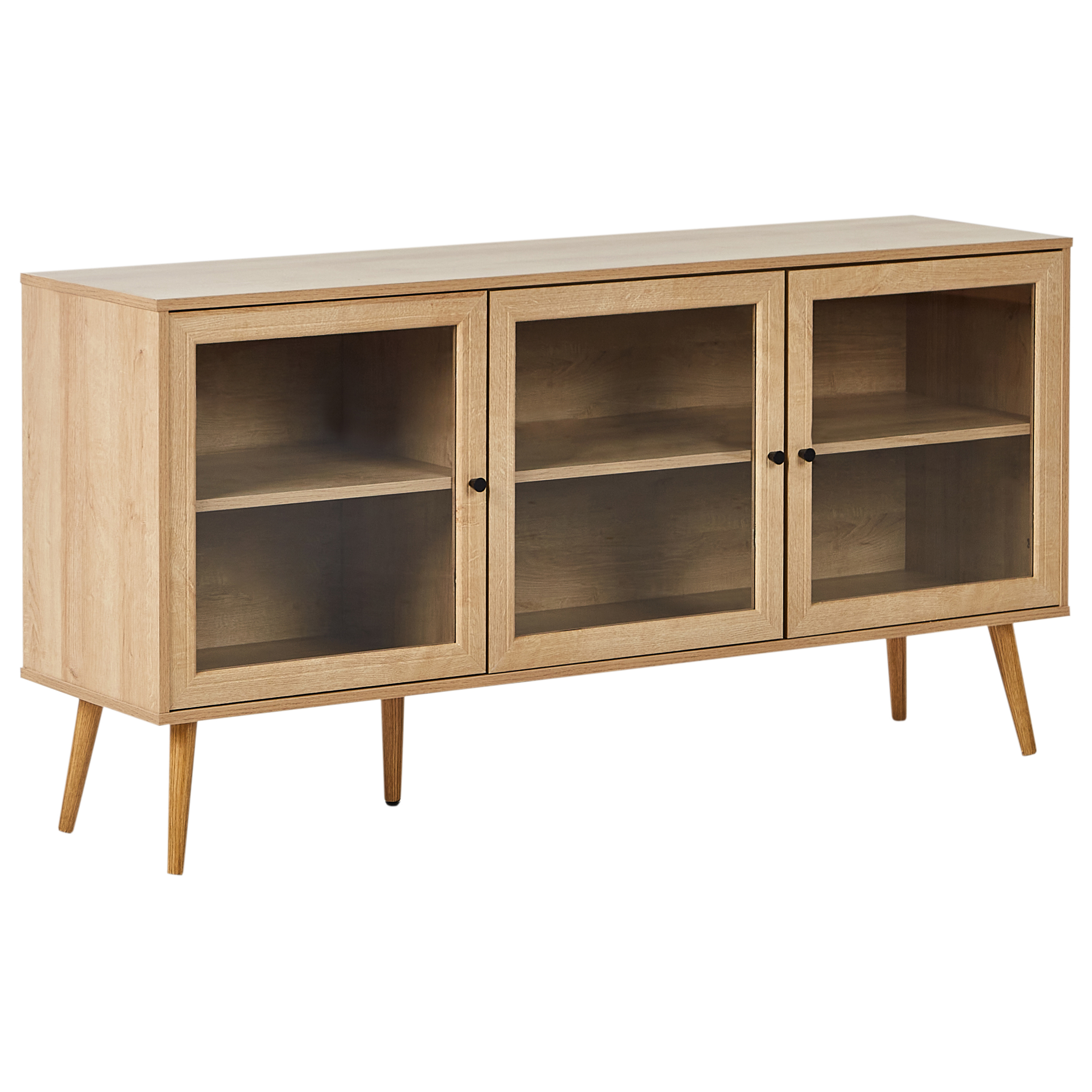 Glas vitrine skænk ALBANY 150 cm Lysebrun