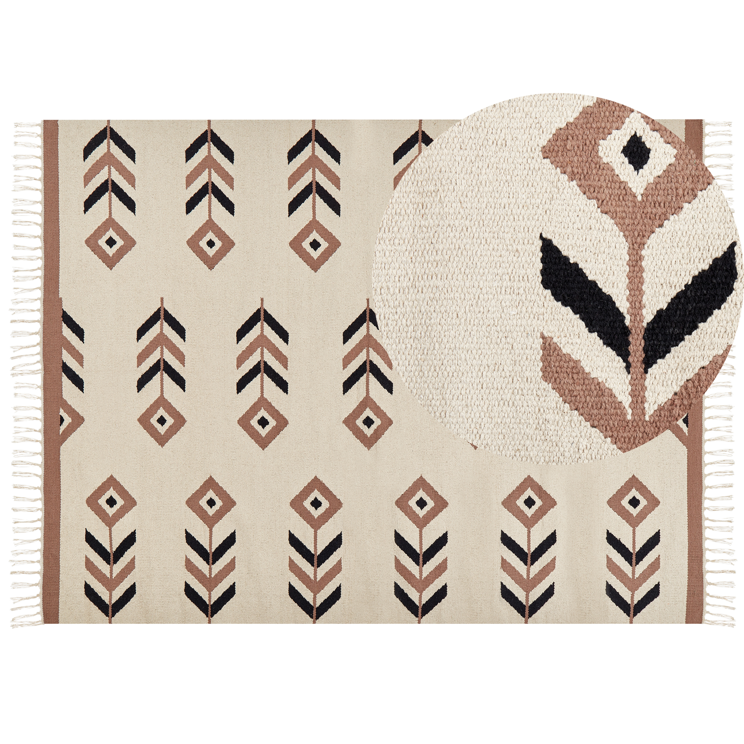 Gulvtæppe NIAVAN Beige 160 x 230 cm Kelim Bomuld