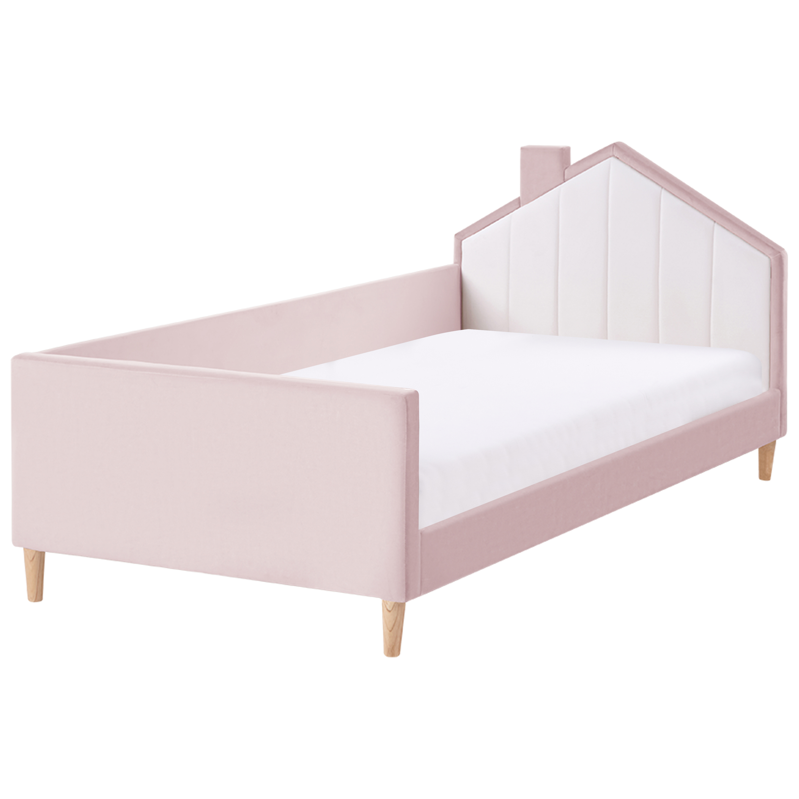 Børneseng Hus Velour KERVAN 90 x 200 cm Lyserød