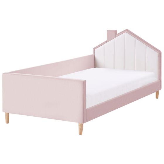 Børneseng Hus Velour KERVAN 90 x 200 cm Lyserød