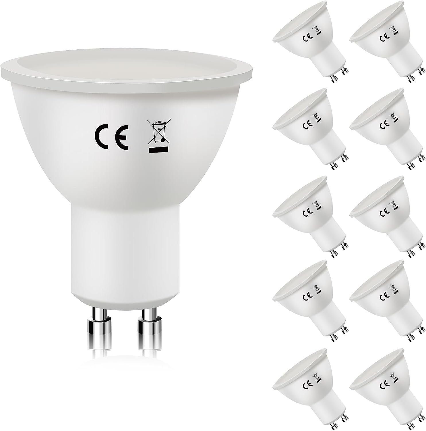 NETTLIFE 10 stk. GU10 LED-pærepakke Varm hvid 3000K 6W erstatter 60W glødepærer Energibesparende strålevinkel 110° pære