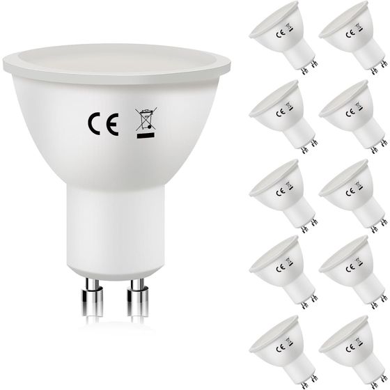NETTLIFE 10 stk. GU10 LED-pærepakke Varm hvid 3000K 6W erstatter 60W glødepærer Energibesparende strålevinkel 110° pære