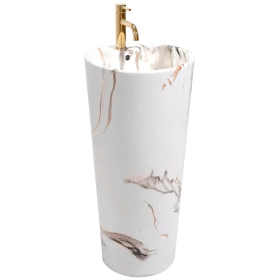 REA fritstående håndvask BLANKA MARBLE Hvid, 40x40x85cm