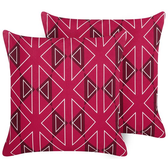 Sæt af 2 havehynder MEZZANO Geometrisk mønster 45 x 45 cm Lyserød