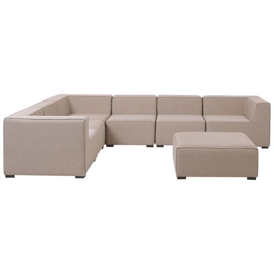 Have-hjørnesofa med fodskammel 7 personers AREZZO Beige Højrevendt