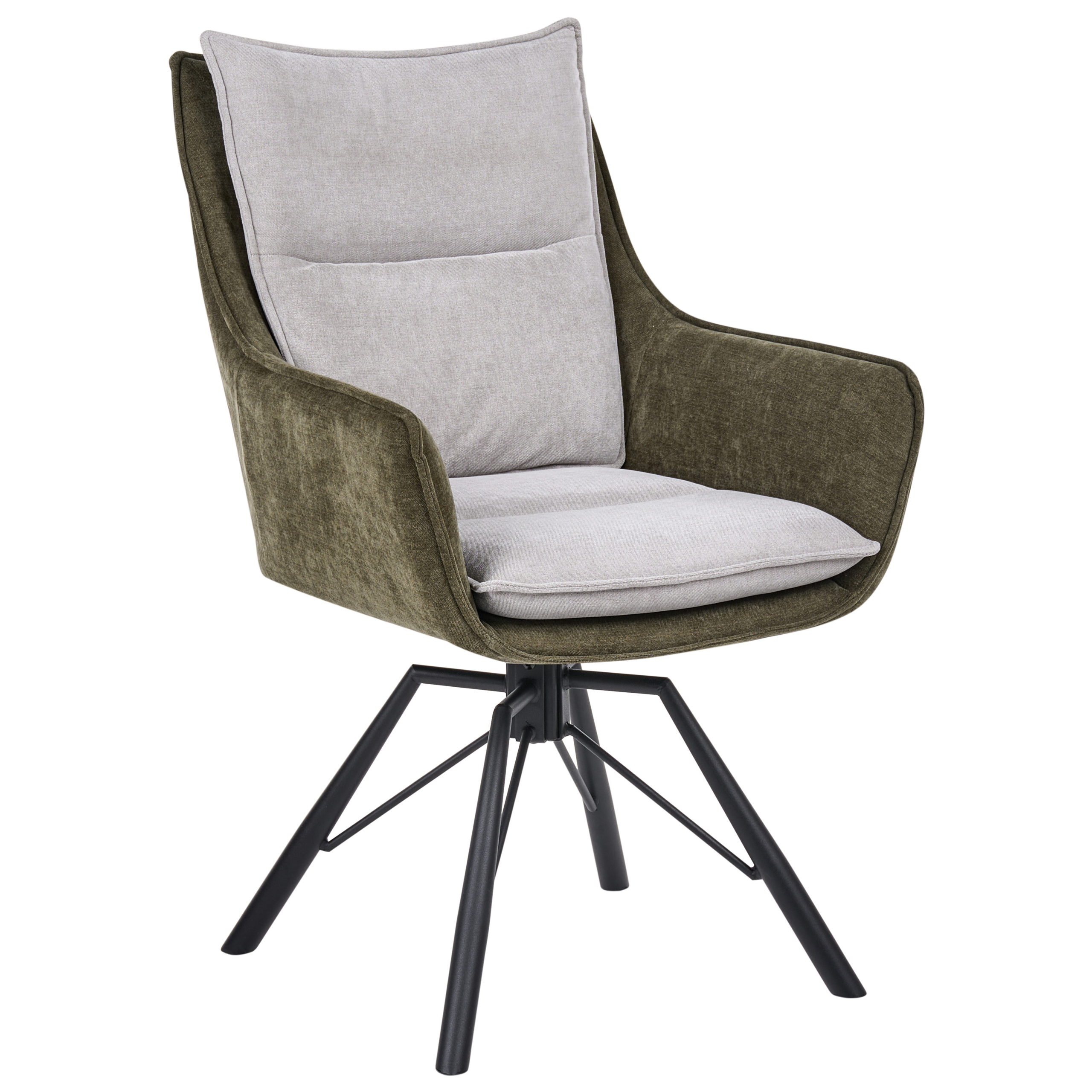 Spisebordsstol ANNEBERG Chenille Lysegrå/ Mørkegrøn