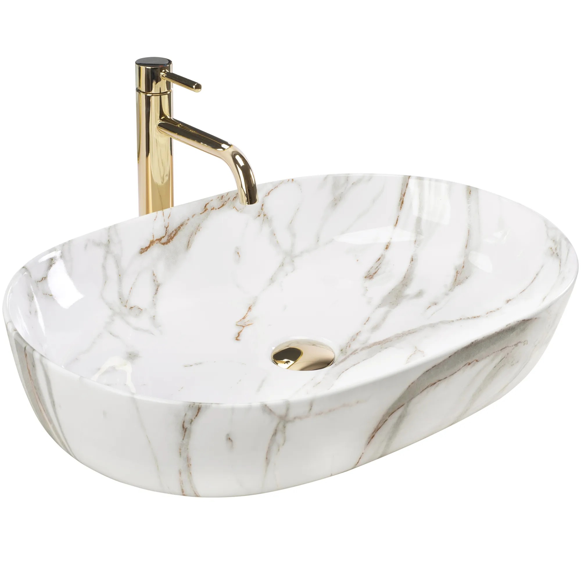 REA bordmonteret håndvask CLEO 61 SHINY AIAX Hvid, 60,5x41x14cm