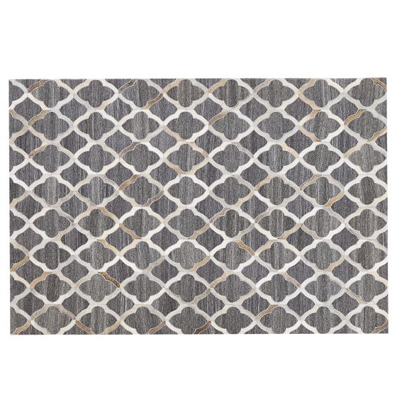 Gulvtæppe ROLUNAY Mørkegrå 140 x 200 cm Ægte læder