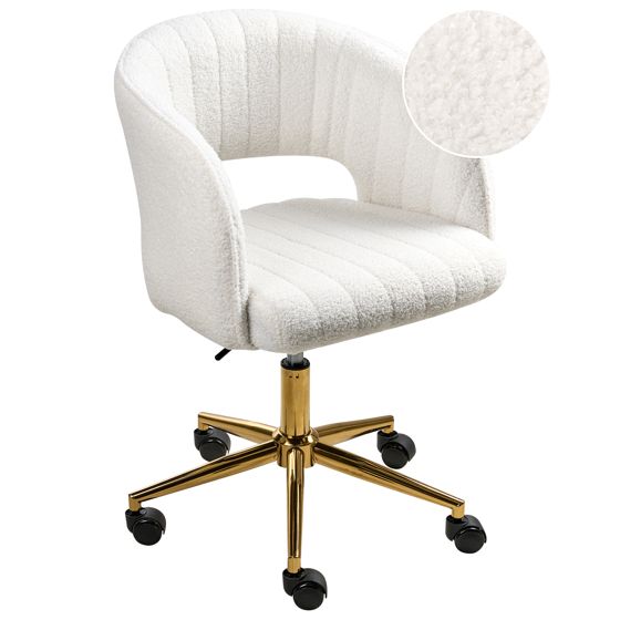 Skrivebordsstol KATONAH Boucle Cremehvid