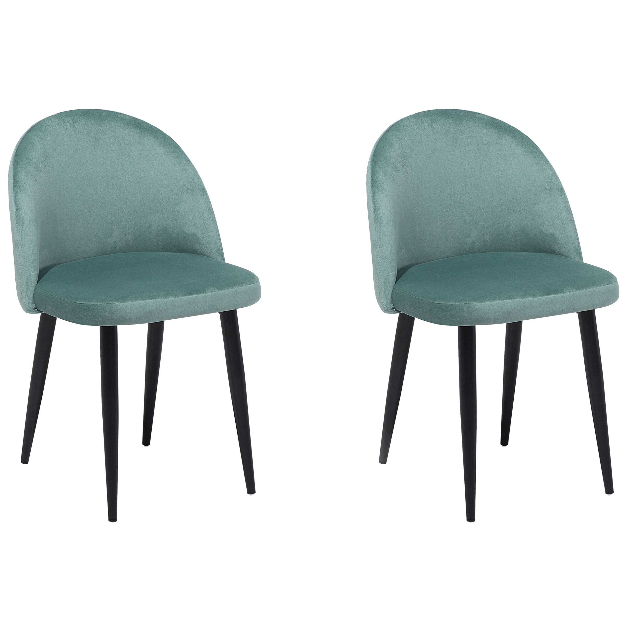 Sæt med 2 spisebordsstole VISALIA Velour Mintgrøn