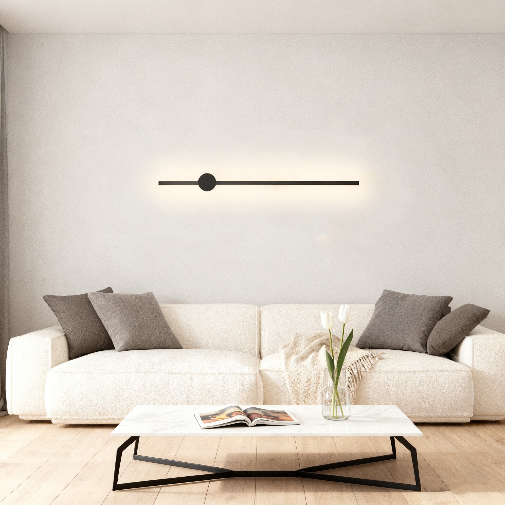 NETTLIFE Indendørs LED væglampe - 60 cm - Moderne sort design korridorlampe - Varm hvid 3000K - Køkkenlampe