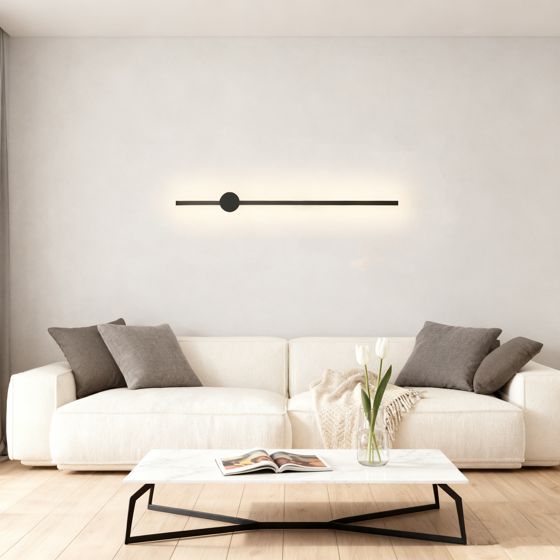 NETTLIFE Indendørs LED væglampe - 60 cm - Moderne sort design korridorlampe - Varm hvid 3000K - Køkkenlampe