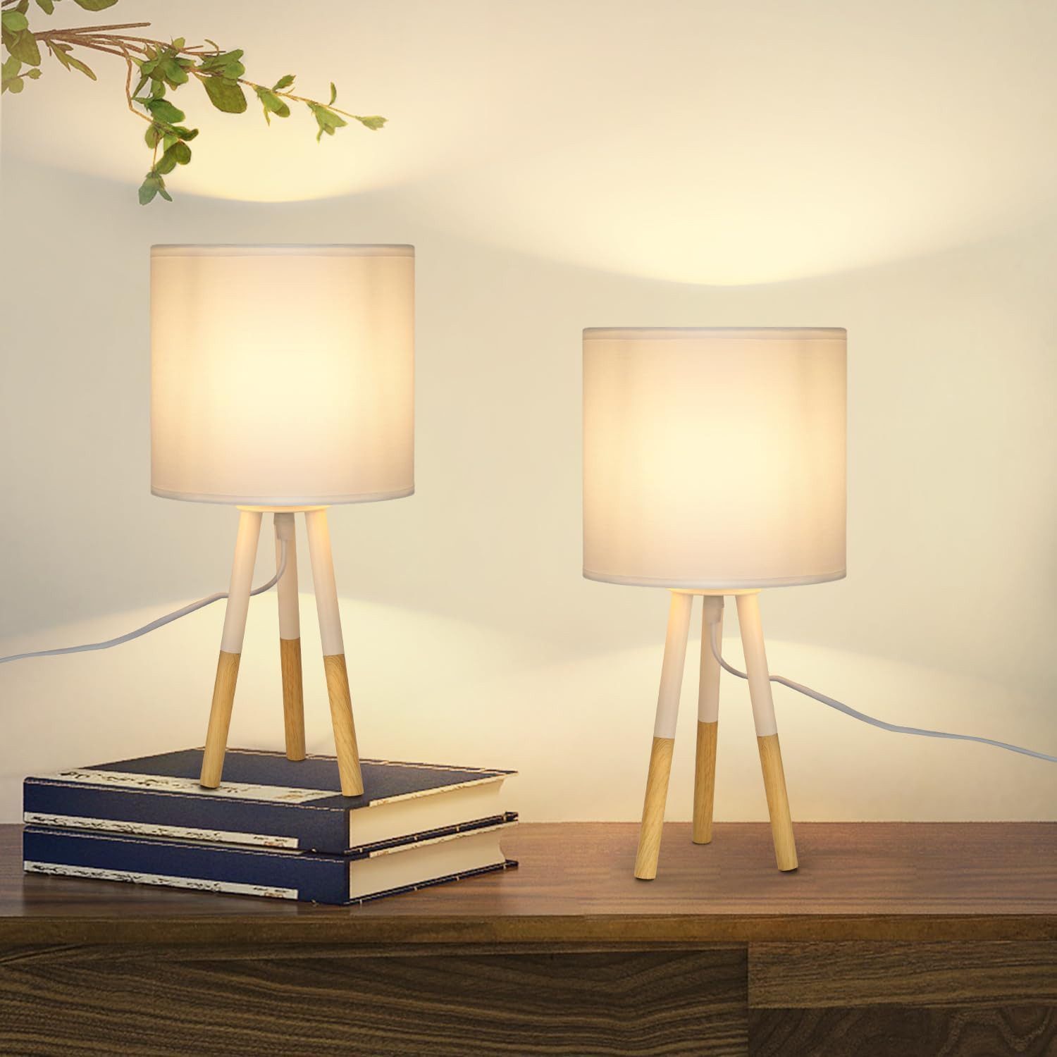 NETTLIFE 2 bordlamper, sæt, moderne, sengelampe hvid, E27, metaldesign, til arbejdsværelset