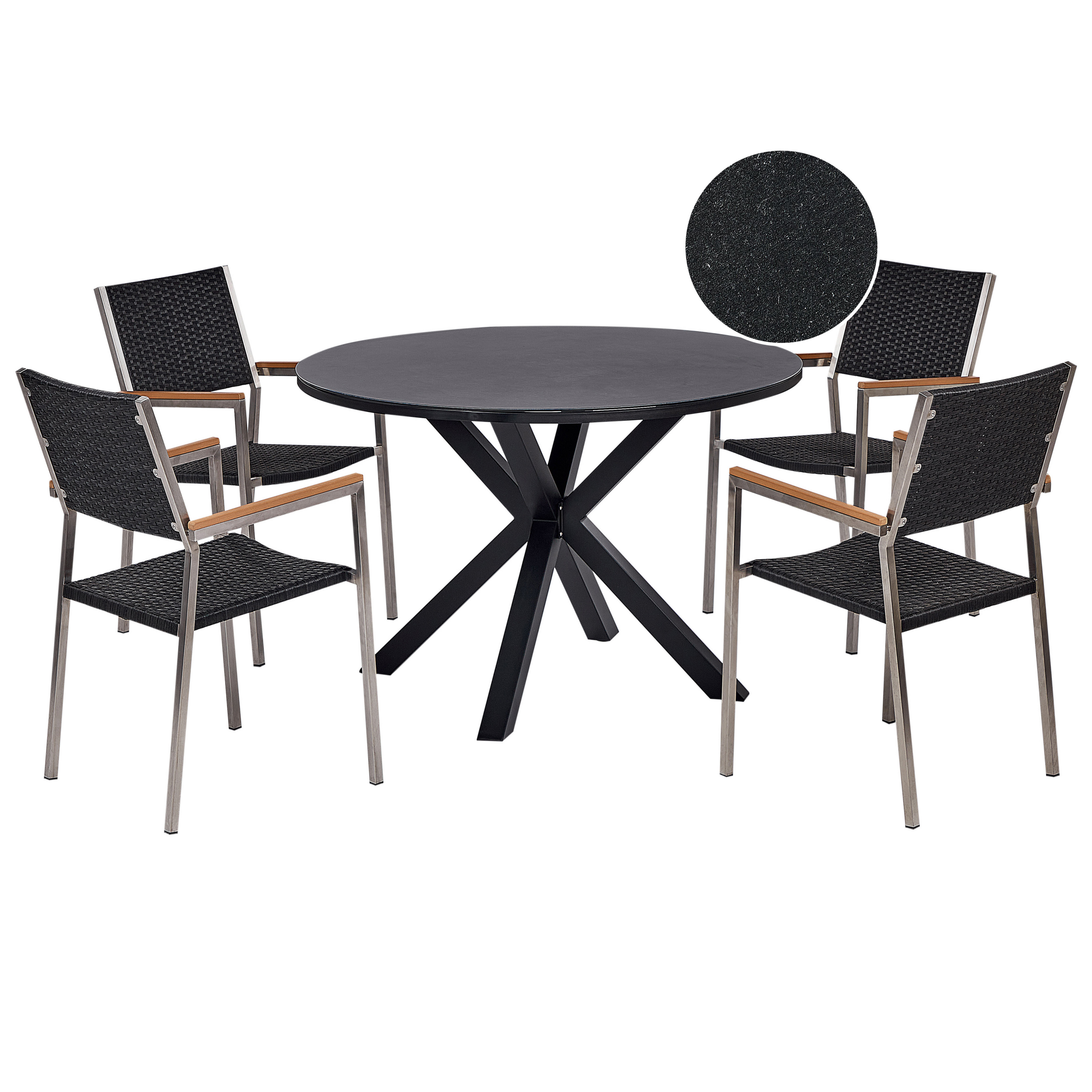 Havemøbelsæt 4 personers MALETTO/GROSSETO PE-rattan Sort