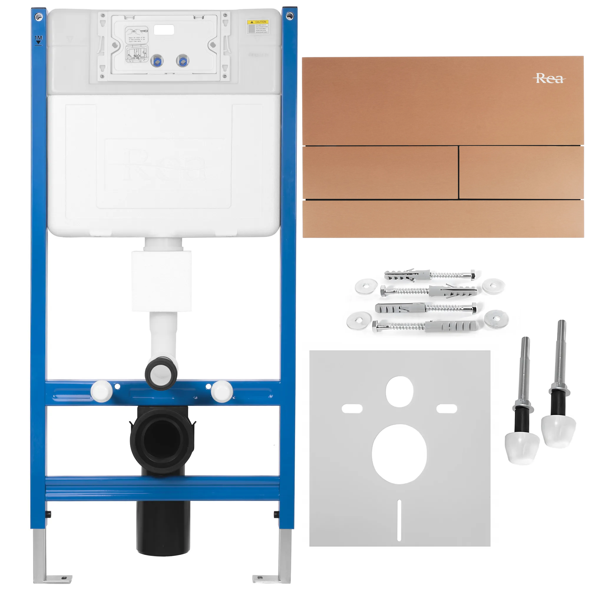 REA indbygningscisterne K011A-Q Børstet kobber, 103,5x52,5x103,5cm
