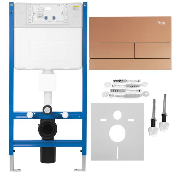 REA indbygningscisterne K011A-Q Børstet kobber, 103,5x52,5x103,5cm