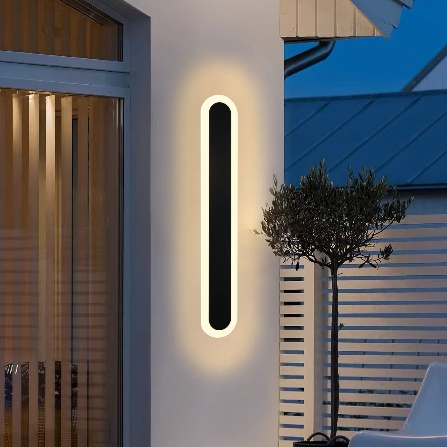 NETTLIFE LED-væglampe til udendørs brug 50 cm sort Villa lang udendørslampe IP65 vandtæt moderne 10 W til entré og badeværelse
