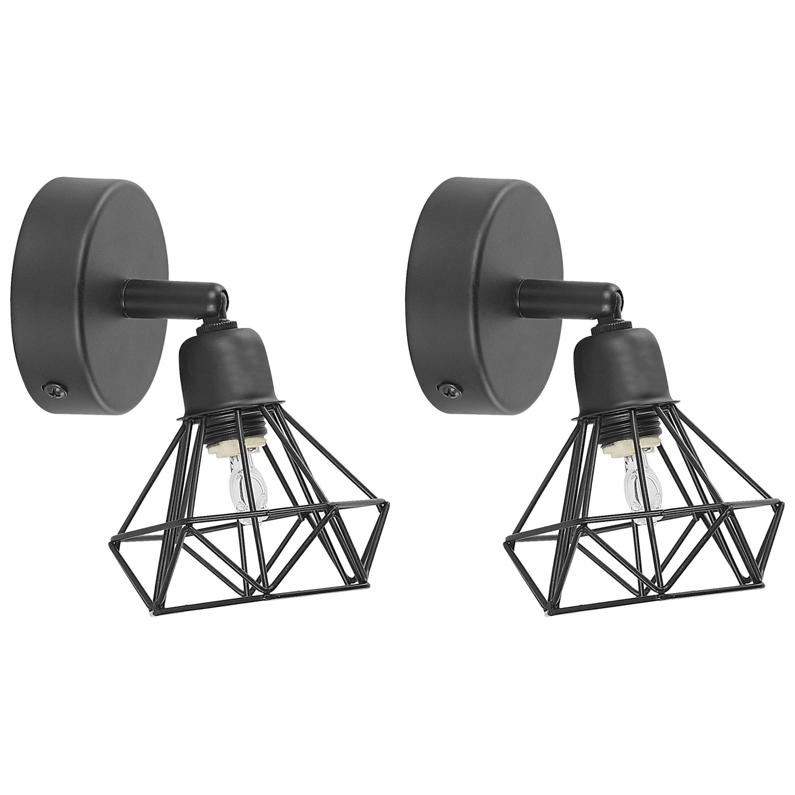 Sæt af 2 spotlight-lamper ERMA Justerbar Metal Sort