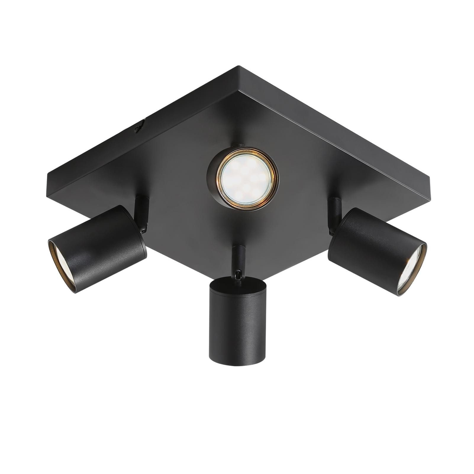 NETTLIFE loftspotlight med 4 lyskilder, sort metal