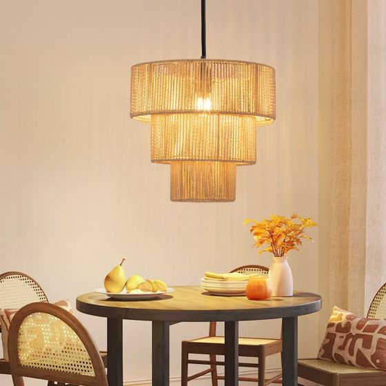 NETTLIFE pendellampe, spisebord, pendellampe, stue, boheme, rattan, pendellampe, Ø35 cm, hængende, 1 lampe