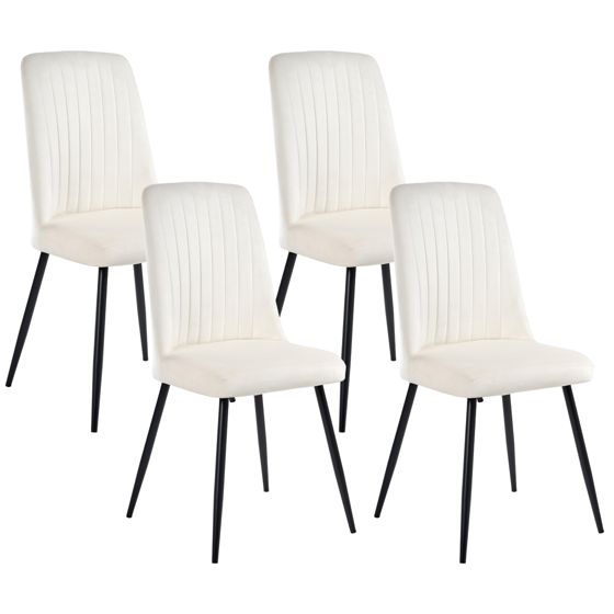Sæt med 4 spisebordsstole KIRBY Velour Cremehvid