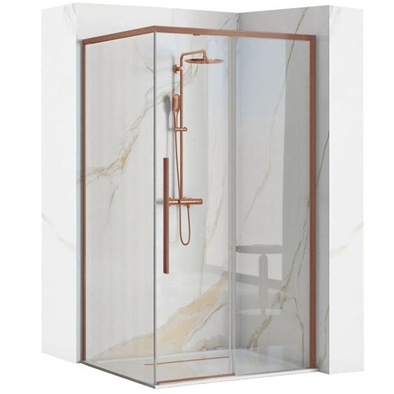 REA brusekabine SOLAR 90x90 Børstet kobber, 90x90x195cm
