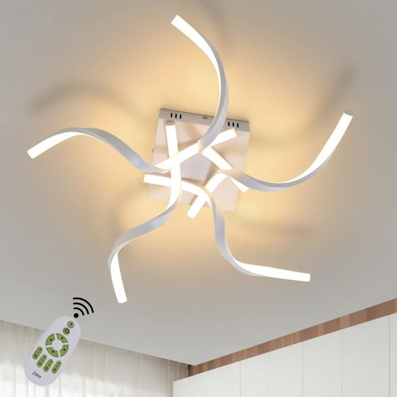 NETTLIFE moderne hvid, LED loftslampe, dæmpbar 65 cm bølgemønster, soveværelseslampe 48W til stue Til køkken, kontor