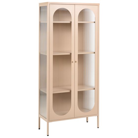 Glas vitrineskab FOXTON 80 cm Metal Beige