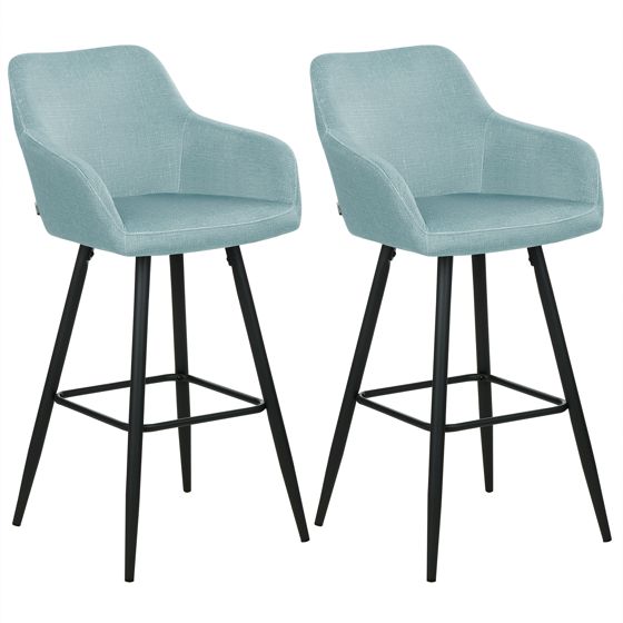 Sæt med 2 barstole CASMALIA Velour Himmelblå