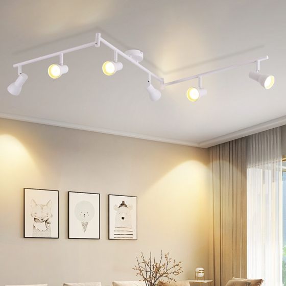 NETTLIFE 6-flammende hvid GU10 metalloftspotlight til soveværelse og entré