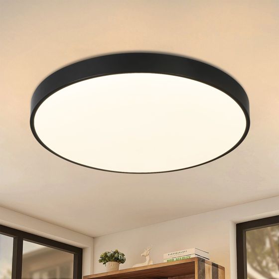 NETTLIFE LED - loftlampe, flad, soveværelse, lampe, 17W, sort, varm hvid, IP44 rund Køkken, lampe Badeværelse Køkken