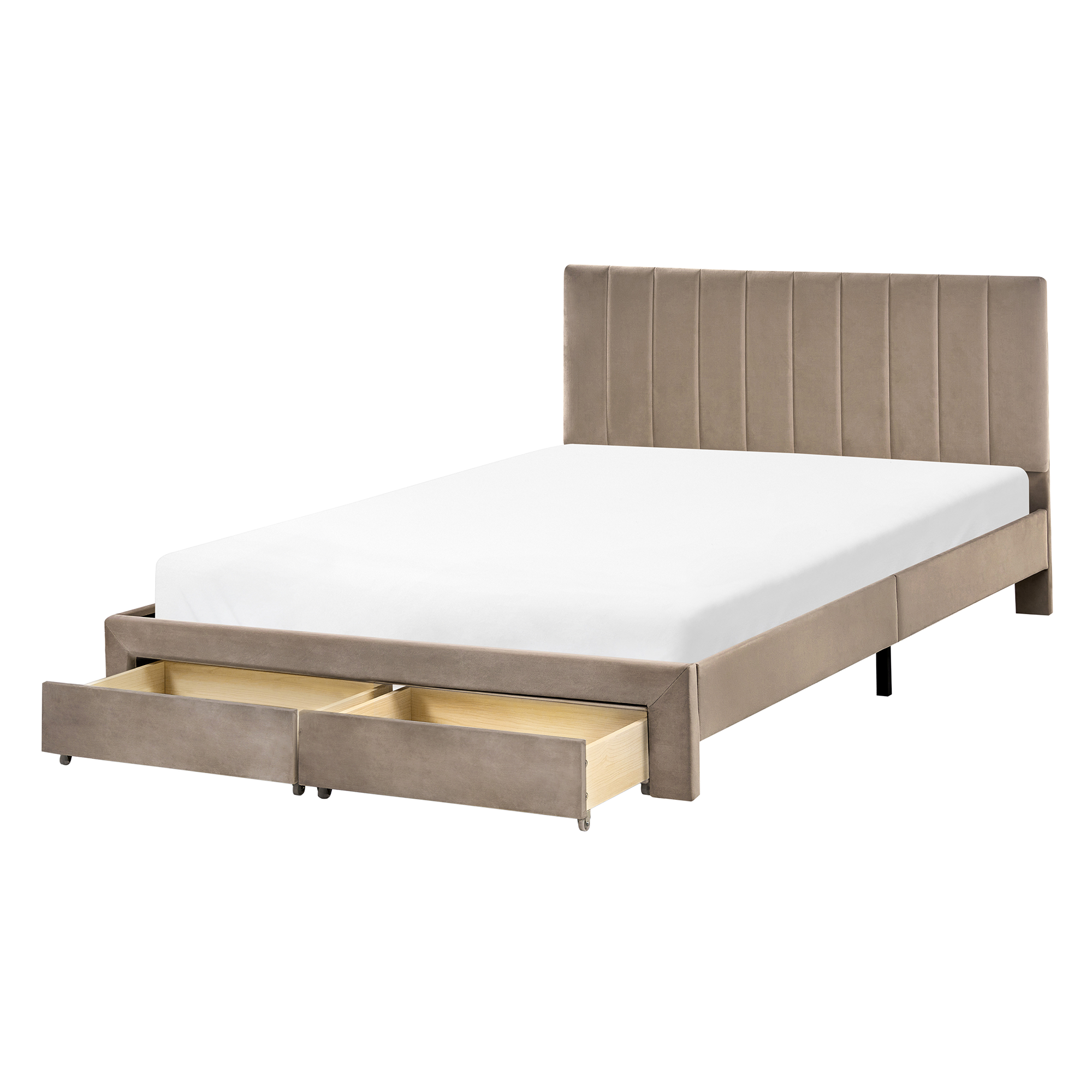 Seng med skuffer til opbevaring LONZAC Velour Brungrå 140 x 200 cm