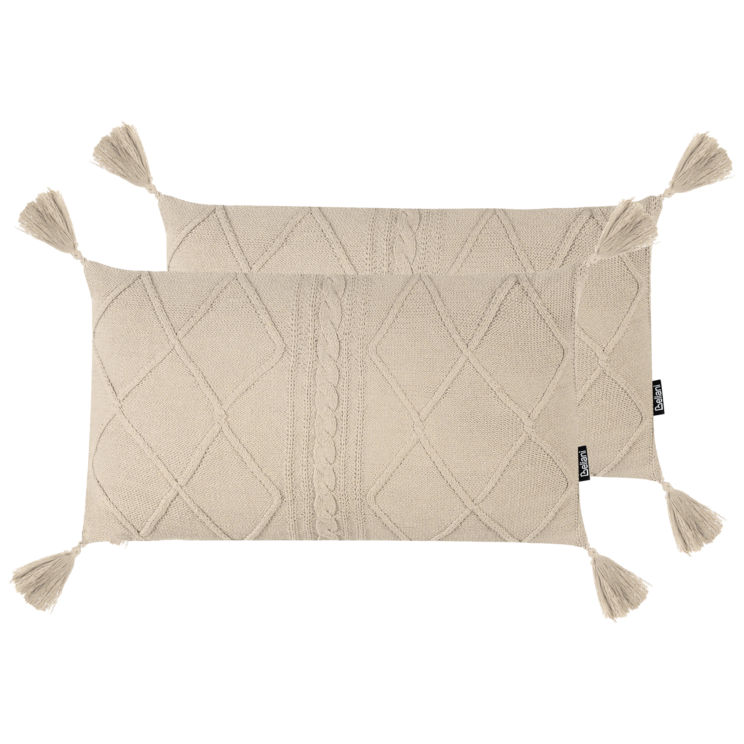 Sæt af 2 pyntepuder CAESIA 30 x 50 cm Bomuld Lys Beige Ensfarvet