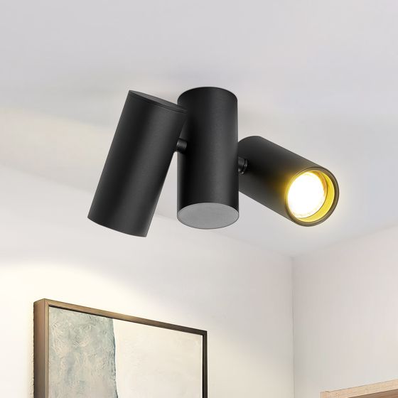 NETTLIFE - loftlampe med 2 sorte loftspotlights - GU10 moderne metal, roterbar 180°, til indendørs brug MAX. 25W uden pære