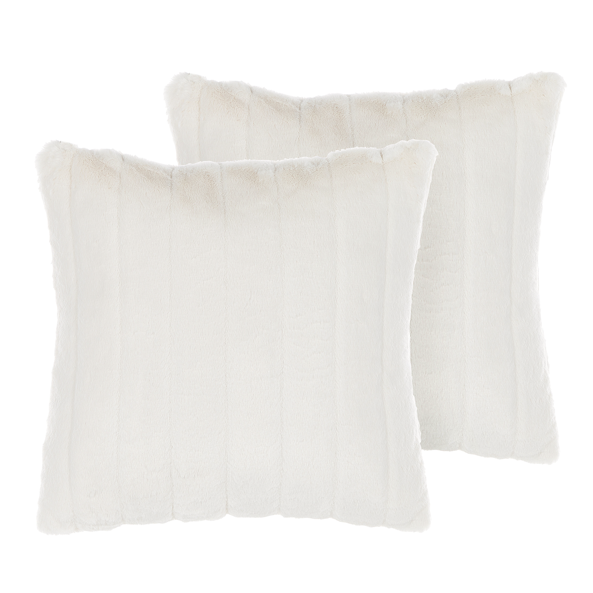 Sæt af 2 pyntepuder PUMILA 45 x 45 cm Kunstig pels Hvid Ensfarvet