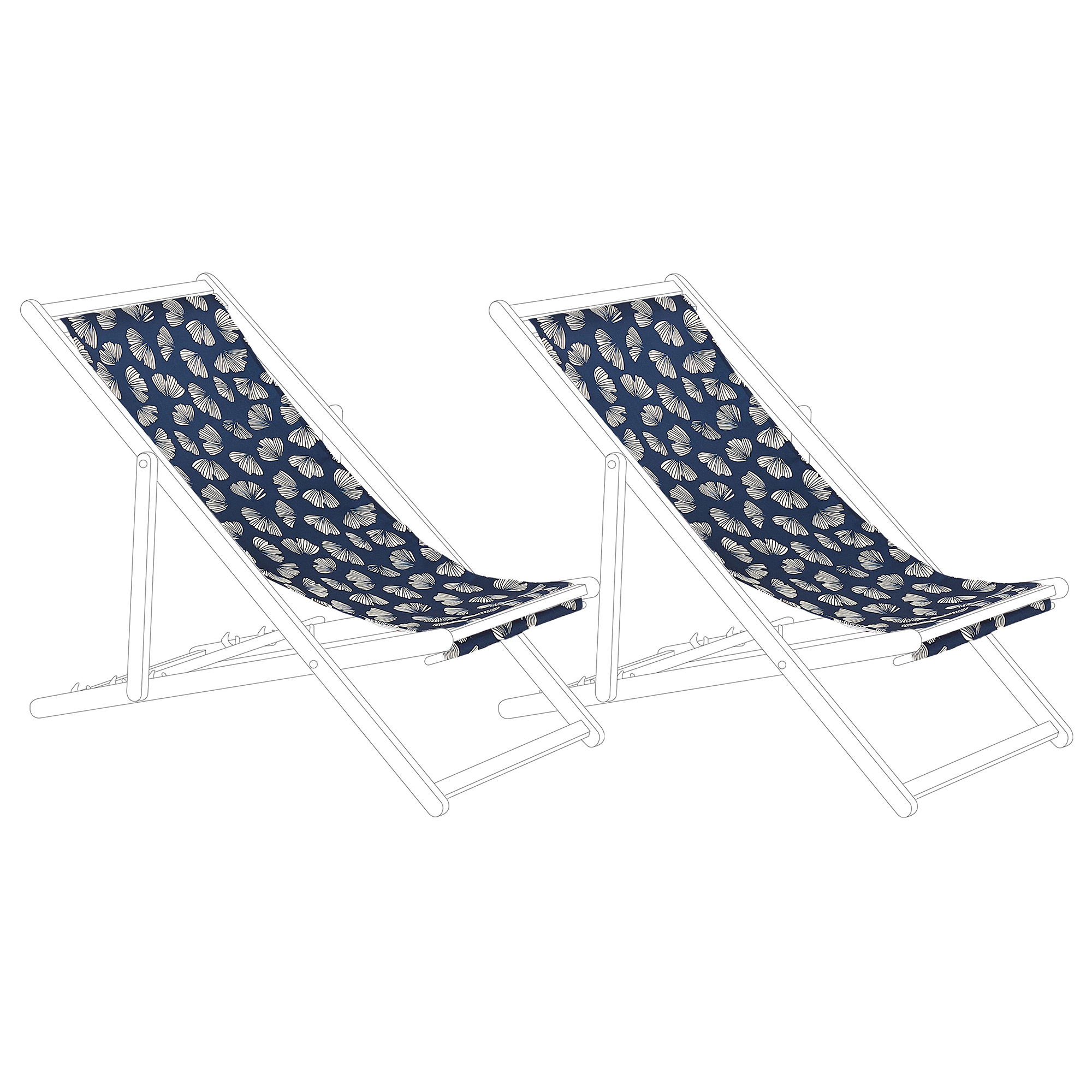 Sæt af 2 erstatningsbetræk til liggestol ANZIO/AVELLINO 113 x 44 cm Navy Blå