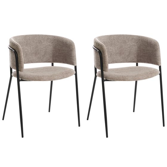 Sæt med 2 spisebordsstole SPRINGER Chenille Brungrå