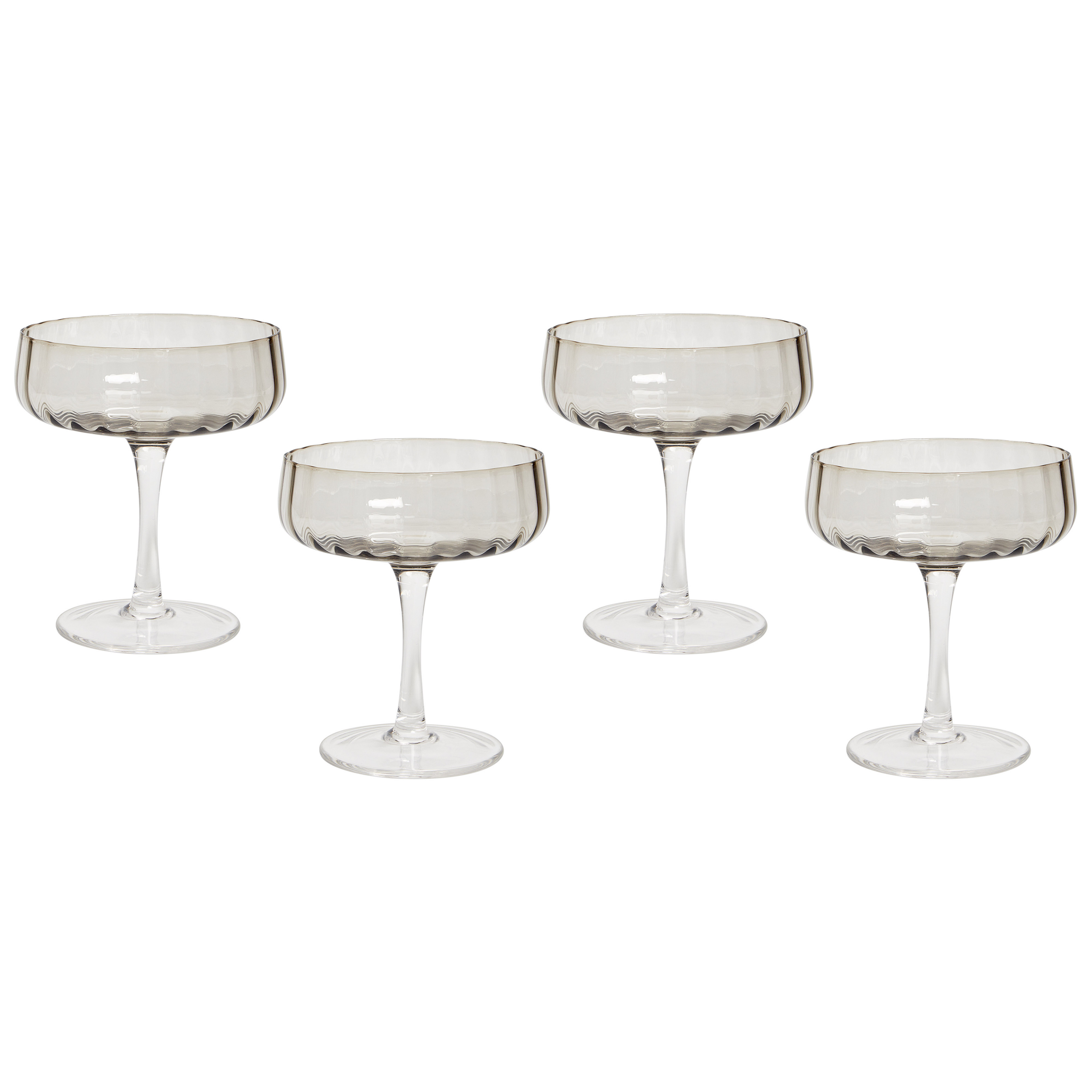 Sæt af 4 champagne-underkopper QUARTZ 170 ml Grå