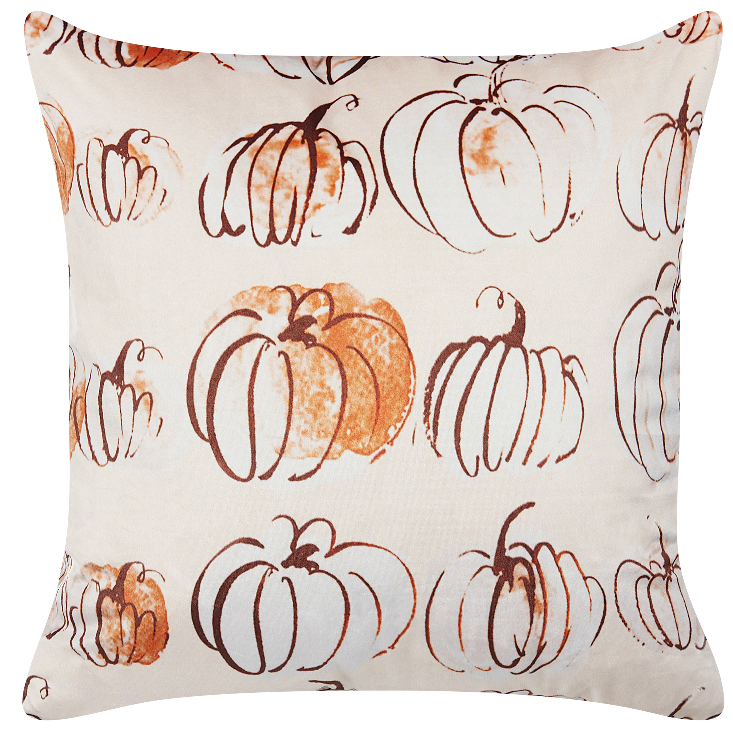 Pyntepude CUCURBITA 45 x 45 cm Velour Beige Plante mønster