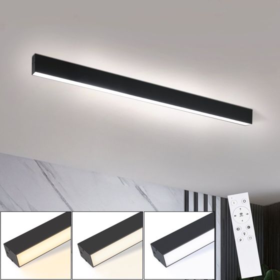 NETTLIFE 80 cm LED loftlampe, 25 W, sort. Dæmpbar med fjernbetjening, velegnet til stue og soveværelse. Moderne lampepanel