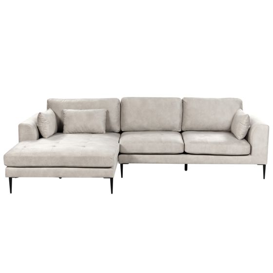 Hjørnesofa FLAM Velour Grå Højrevendt
