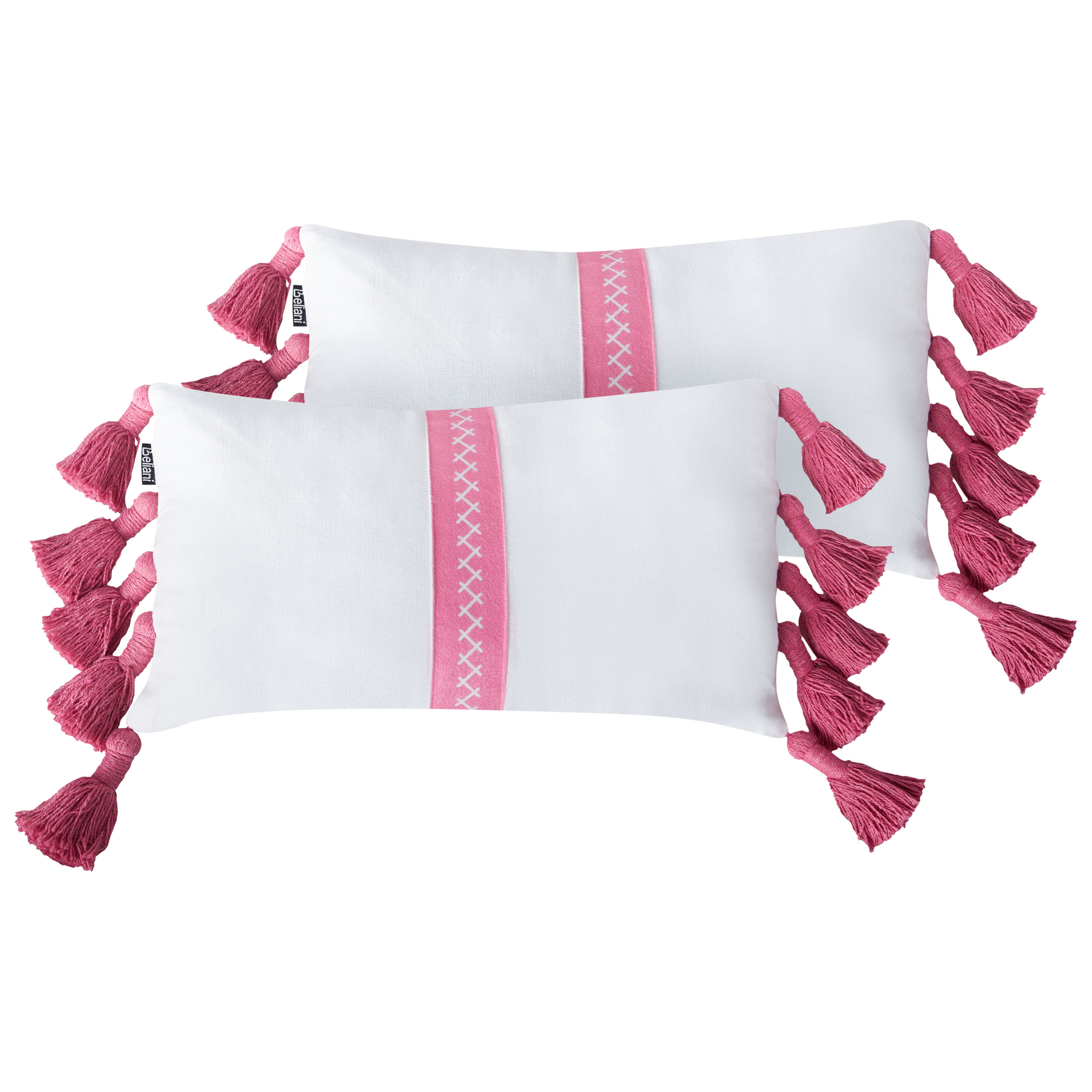 Sæt af 2 pyntepuder LOVELY 30 x 50 cm Bomuld Hvid Lyserød