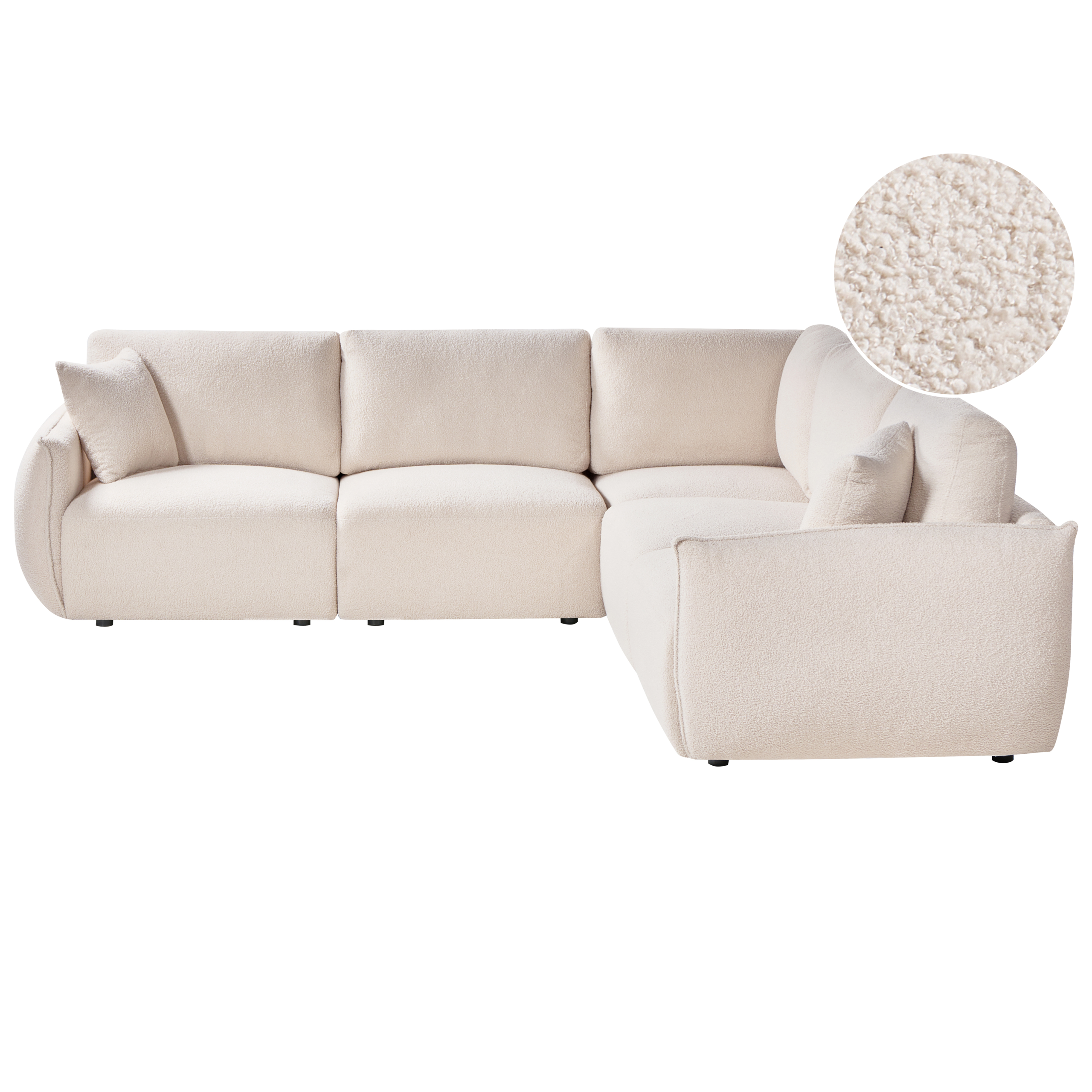 Hjørnesofa modul 5 personers MESNALI Boucle Cremehvid Venstrevendt