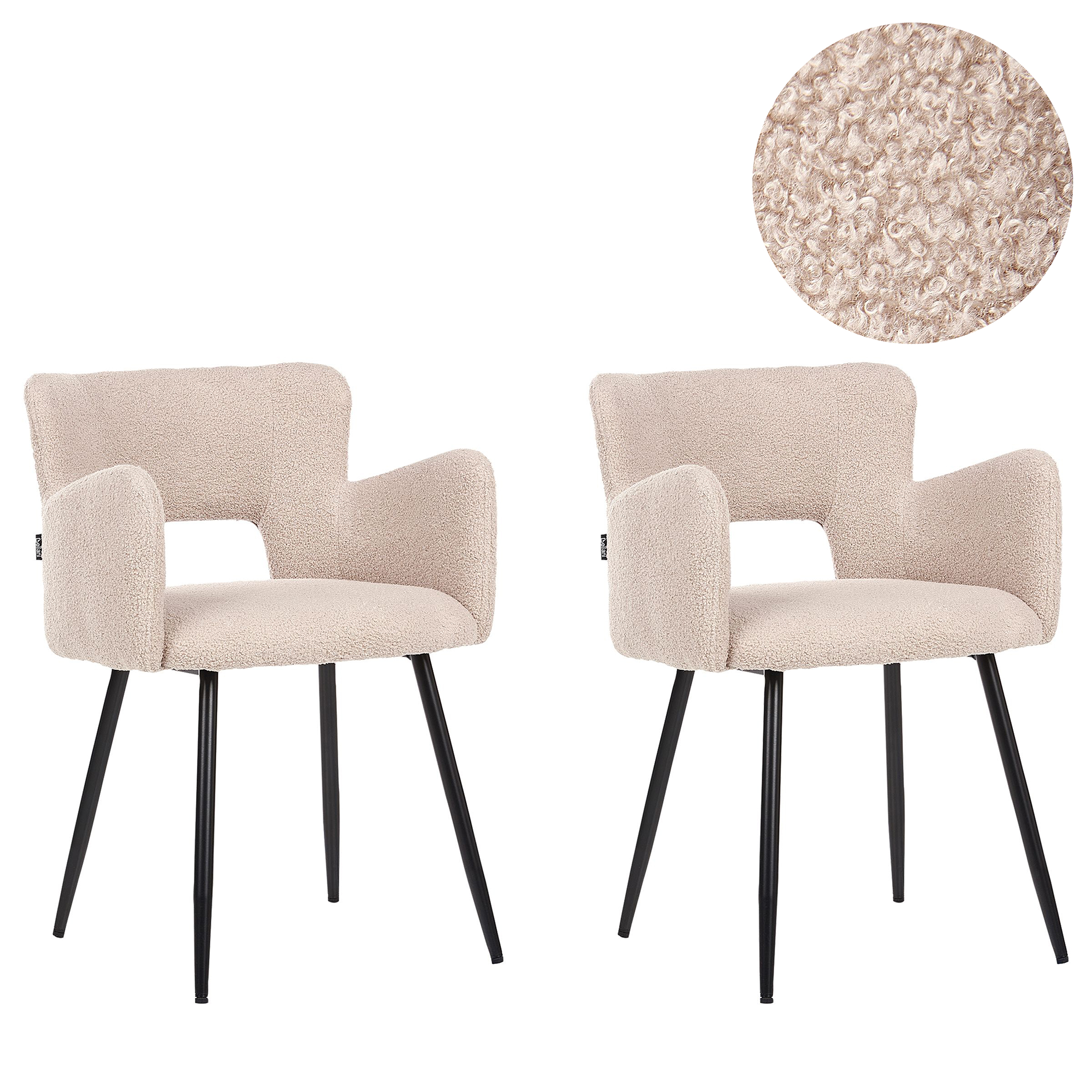 Sæt med 2 spisebordsstole SANILAC Boucle Beige