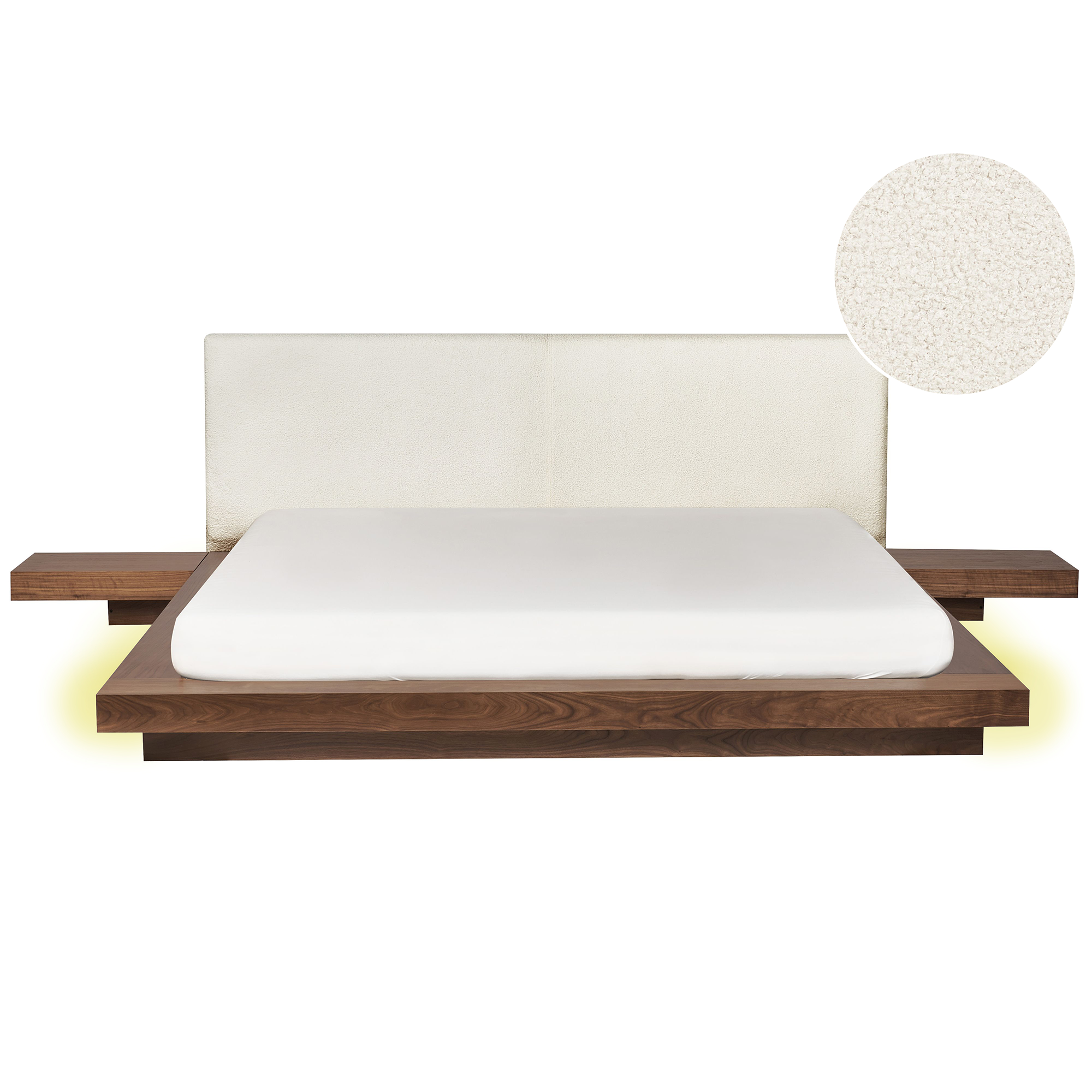 Seng med LED Boucle ZEN 180 x 200 cm LED Brun ask