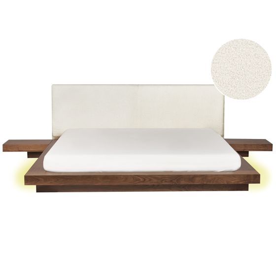 Seng med LED Boucle ZEN 180 x 200 cm LED Brun ask